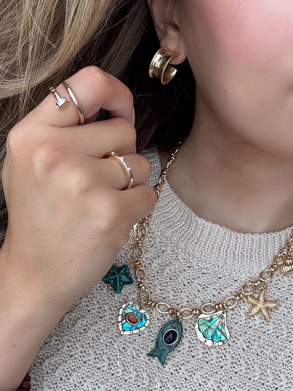 Park Lane 🐠 HAVANA 🐚 Necklace w/ Charms • Ocean Nautical Beach Sea Abalone NWT - Picture 9 of 10